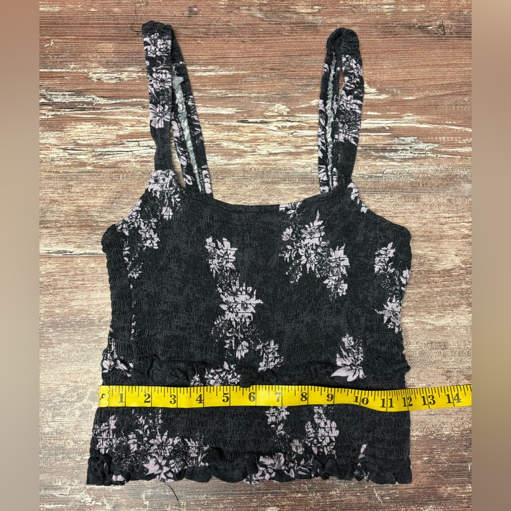 Free People Black Floral Smocked Tank Top - Picture 9 of 12